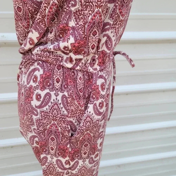 NWT Maurices Pink Paisley Print Sleeveless Tie Waist Cropped Wide Leg Jumpsuit S - Picture 10 of 12